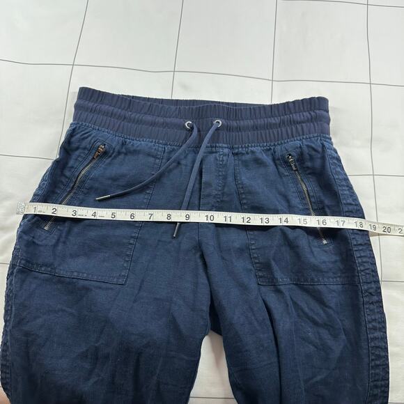 Athleta Pants Womens 6 Navy Blue Cabo Linen Jogger Drawstring Breathable Casual - Picture 8 of 12